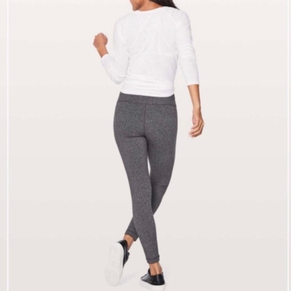 Lululemon Wunder Under High-Rise Herringbone Heather Gray Leggings  Size 10 - Picture 3 of 8